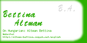 bettina altman business card